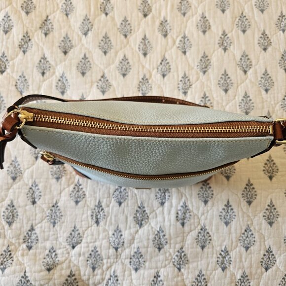 Dooney & Bourke Pebble Leather Shoulder Bag Powder Blue Saddle Trim NWOT R264 - Picture 13 of 16